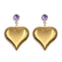 Pendientes de corazón dorado con piedra natural amatista de Marardi
