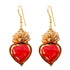 Pendientes de cerámica siciliana, pintados a mano. Es un corazón ardiente rojo que representa amor y fortaleza de Marardi.