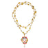 Collar largo de 80 centímetros con cadena dorada piedras de cuarzo citrino y perlas y con charm testa y perla natural Marardi