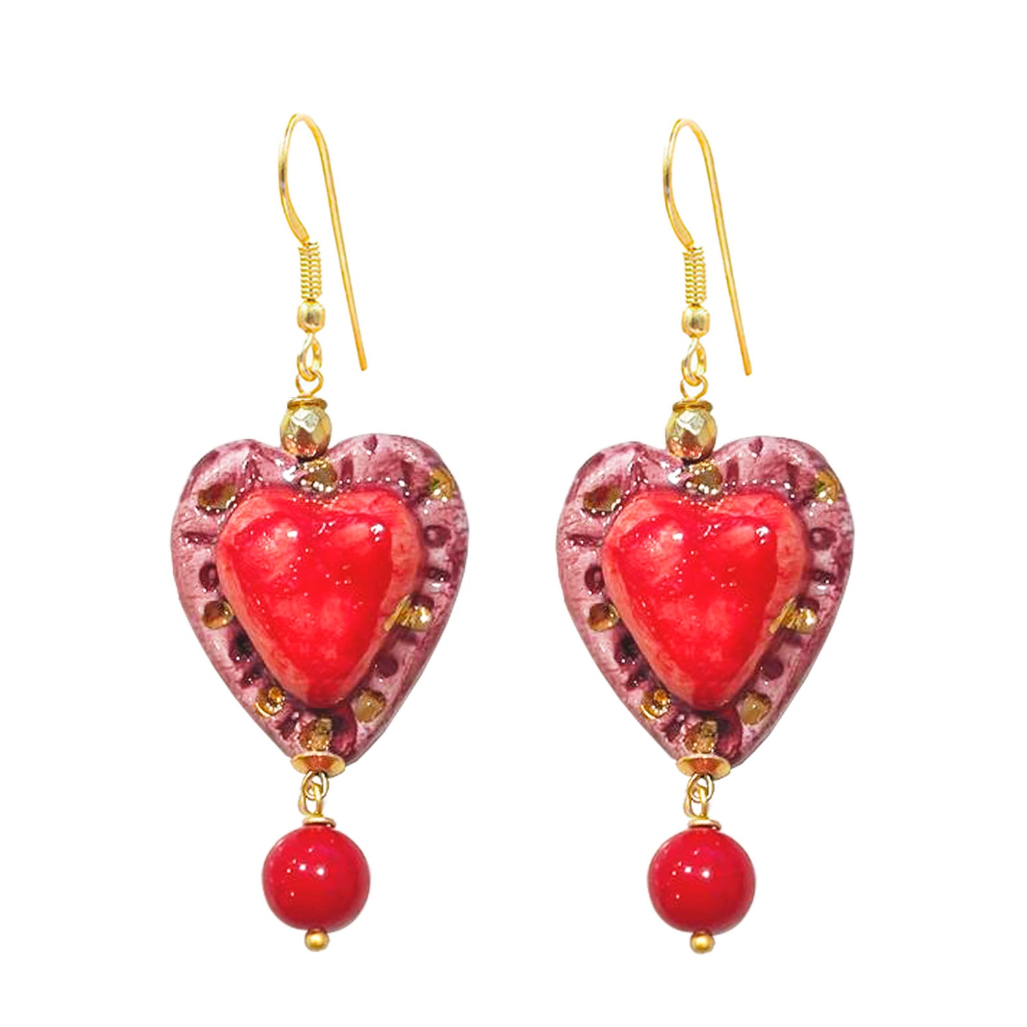 LOVER ROSA - Short Sicilian Ceramic Earrings
