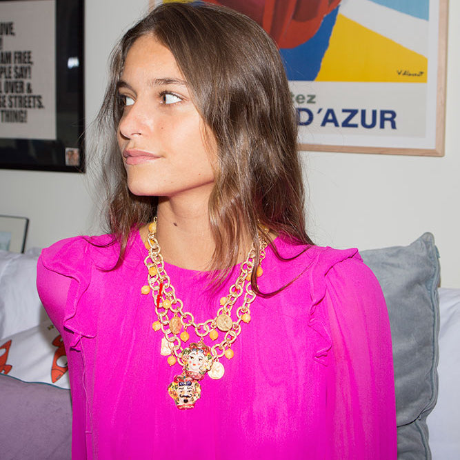 Collar Signor con cerámica siciliana y colgantes