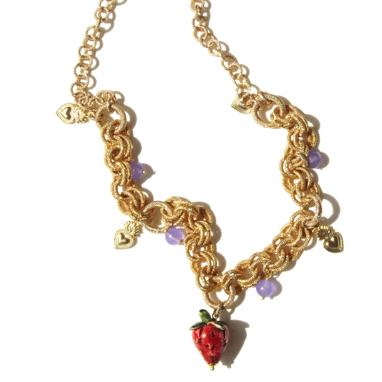 CATENA FRAGOLA - Short Necklace in Brass and Sicilian Ceramic