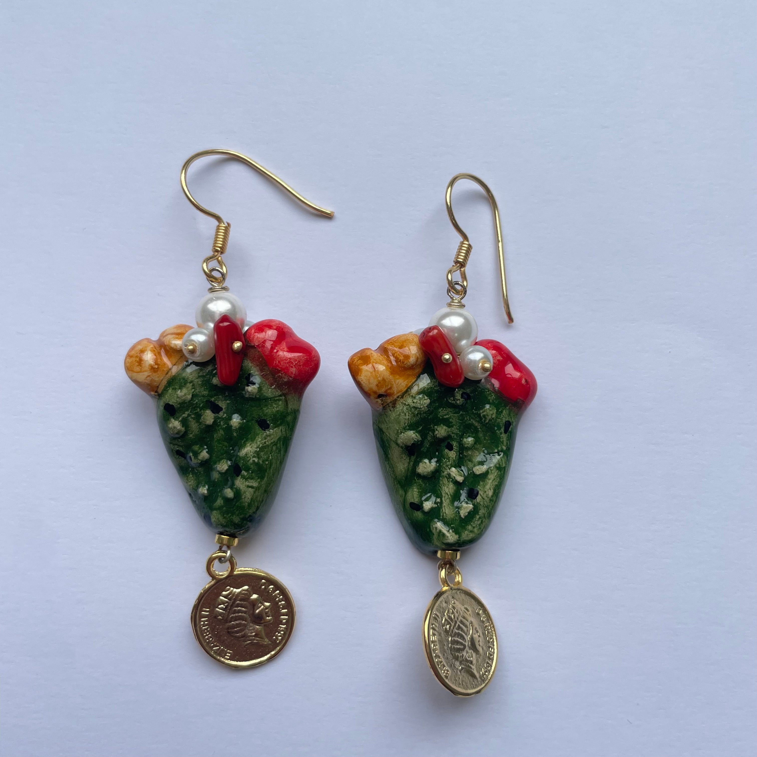 Pendientes Cortos de Cerámica Siciliana