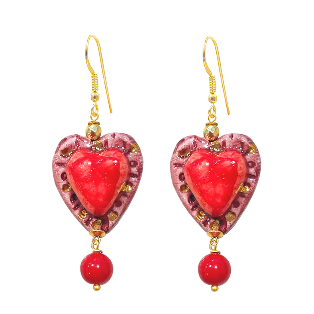 LOVER ROSA - Short Sicilian Ceramic Earrings